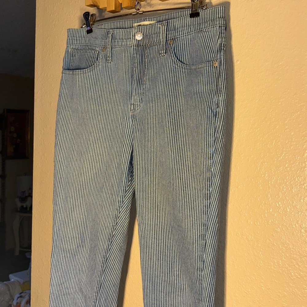 Madewell pinstripe jeans size 32X38. 27 inch inseam. EUC.